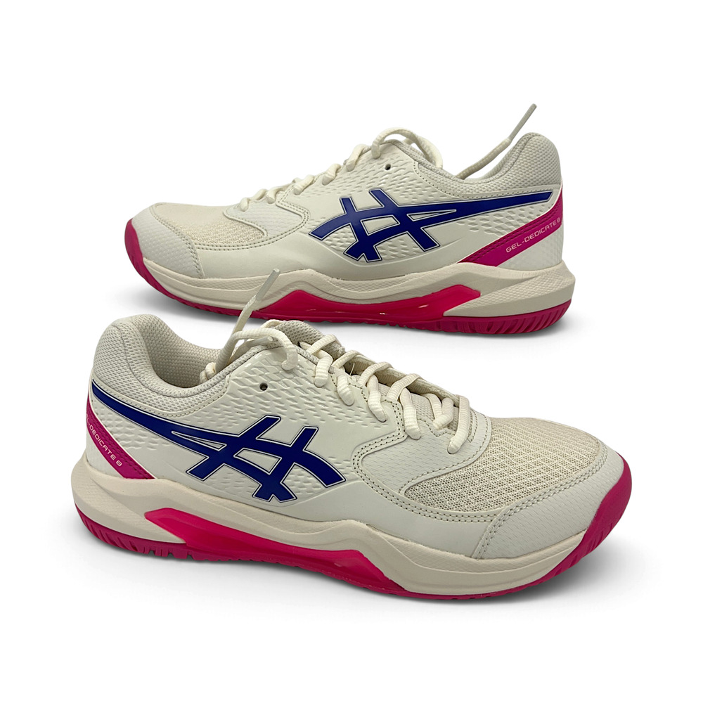 ASICS GEL-Dedicate 8 Tennis Shoes Women's 8 D Wide Cream Dark Cobalt 1042A235